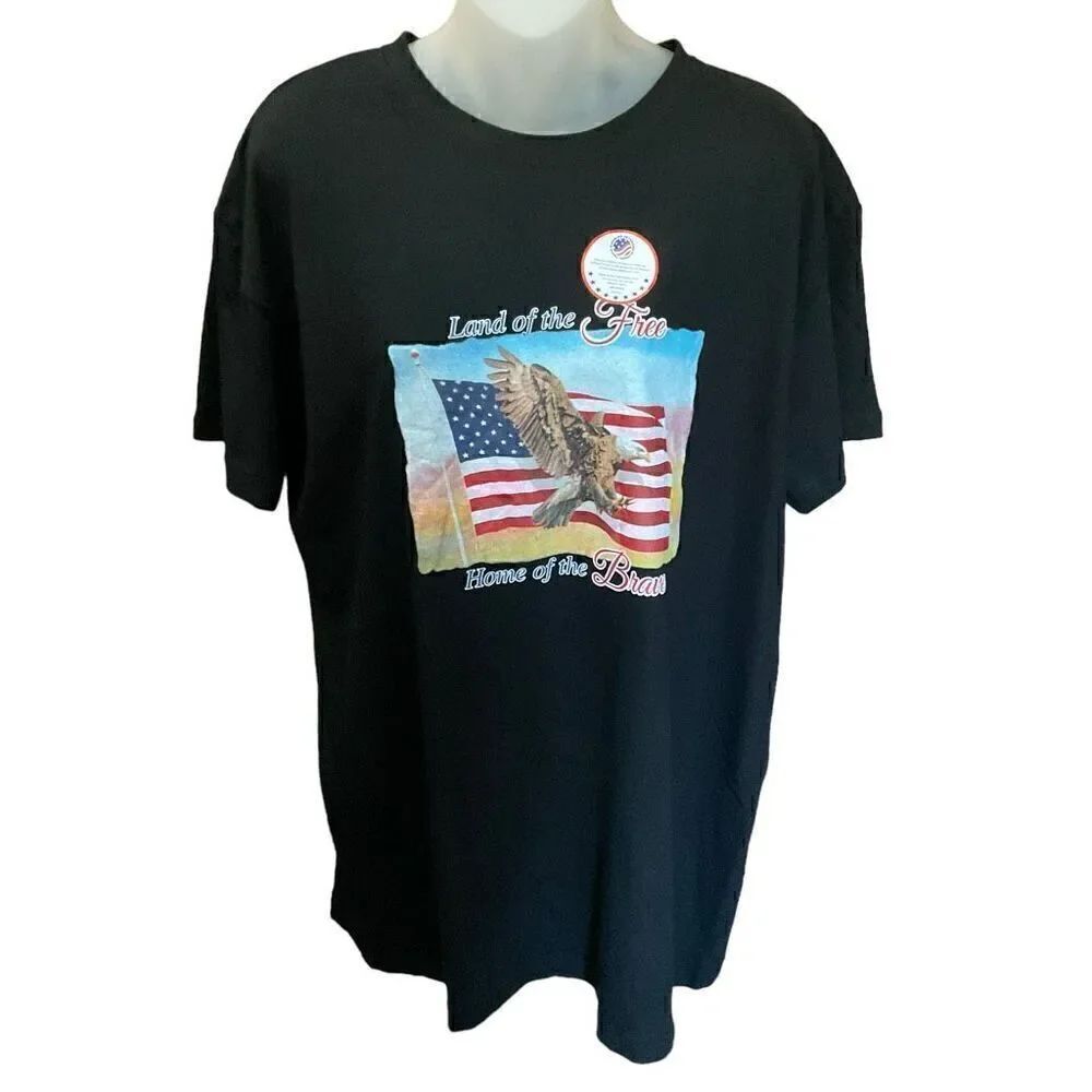 American Flag Graphic Tee Shirt Land Of The Free Home Of The Brave Large